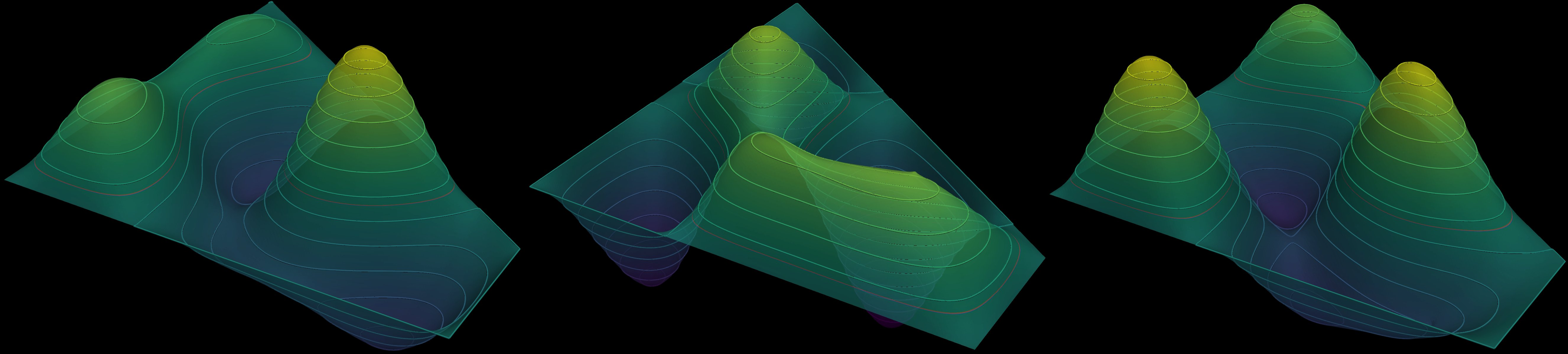 Wave solution at three time steps
